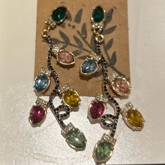 Festive holiday multicolor gemstone earrings-lights for your ears! Never worn - Picture 1 of 5